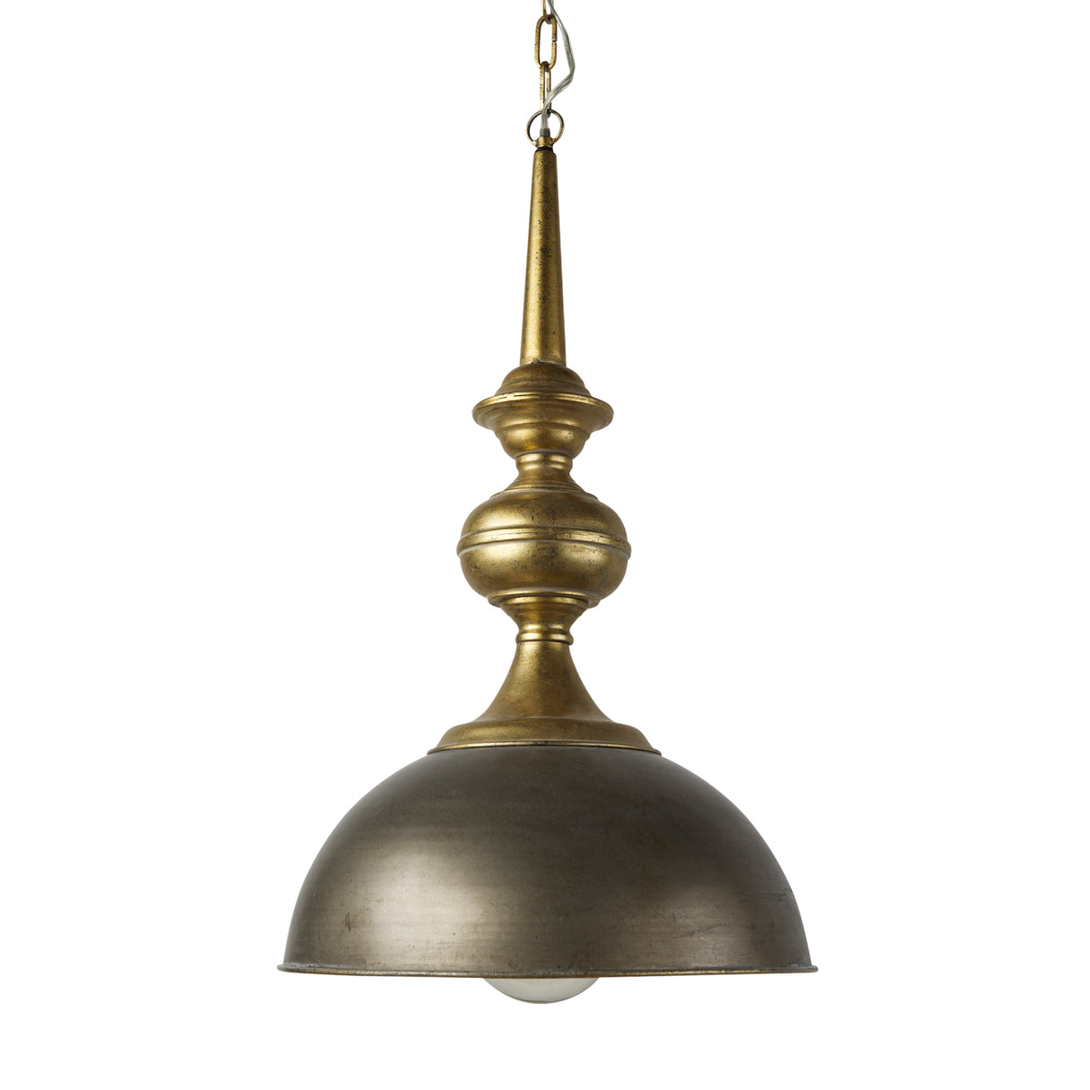 Capsa 17x29 Antique Gold and Silver Toned Metal Dome Pendant Light from Mercana - Luna Furniture