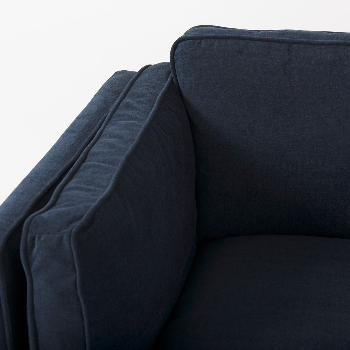Brooks 41.7L x 34.8W x 33.5H Navy Blue Fabric Chair W/ Medium Brown Wooden Legs from Mercana - Luna Furniture