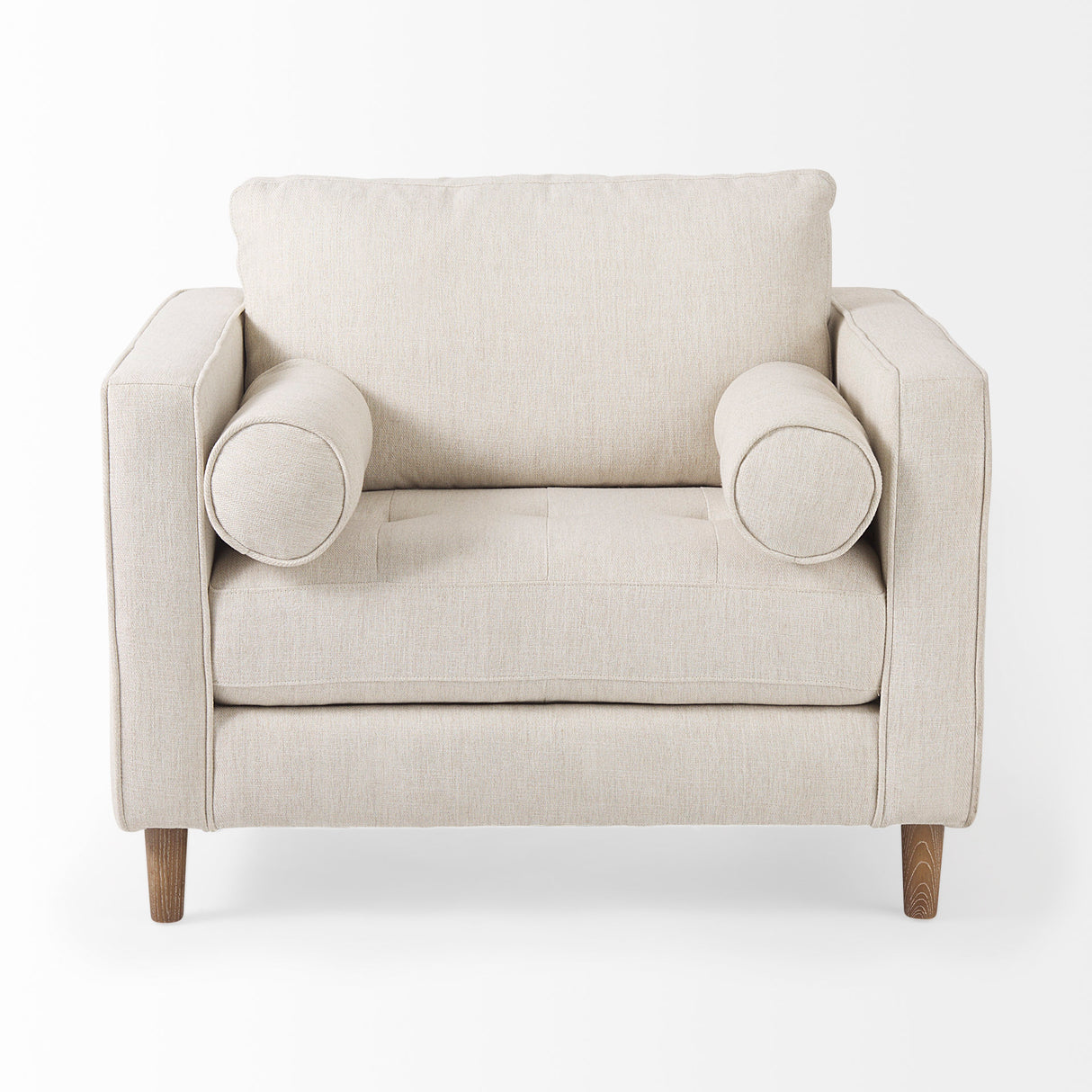 Loretta 40.7L x 36.2W x 33.9H Cream Fabric Chair W/ Two Bolster Cushions from Mercana - Luna Furniture