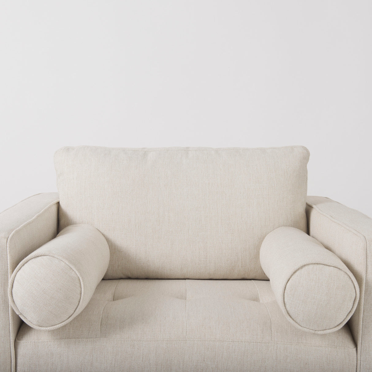 Loretta 40.7L x 36.2W x 33.9H Cream Fabric Chair W/ Two Bolster Cushions from Mercana - Luna Furniture