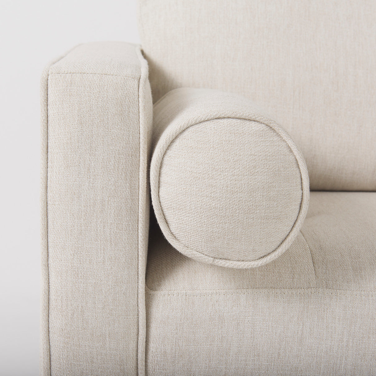 Loretta 40.7L x 36.2W x 33.9H Cream Fabric Chair W/ Two Bolster Cushions from Mercana - Luna Furniture
