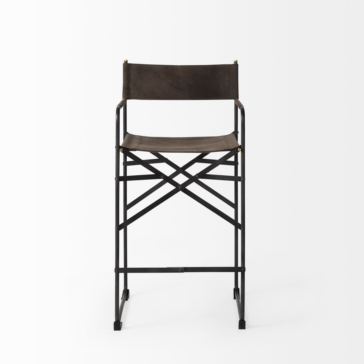 Direttore 19.3L x 19.3W x 40.2H Brown/Gray Suede W/ Metal Frame Counter Stool from Mercana - Luna Furniture