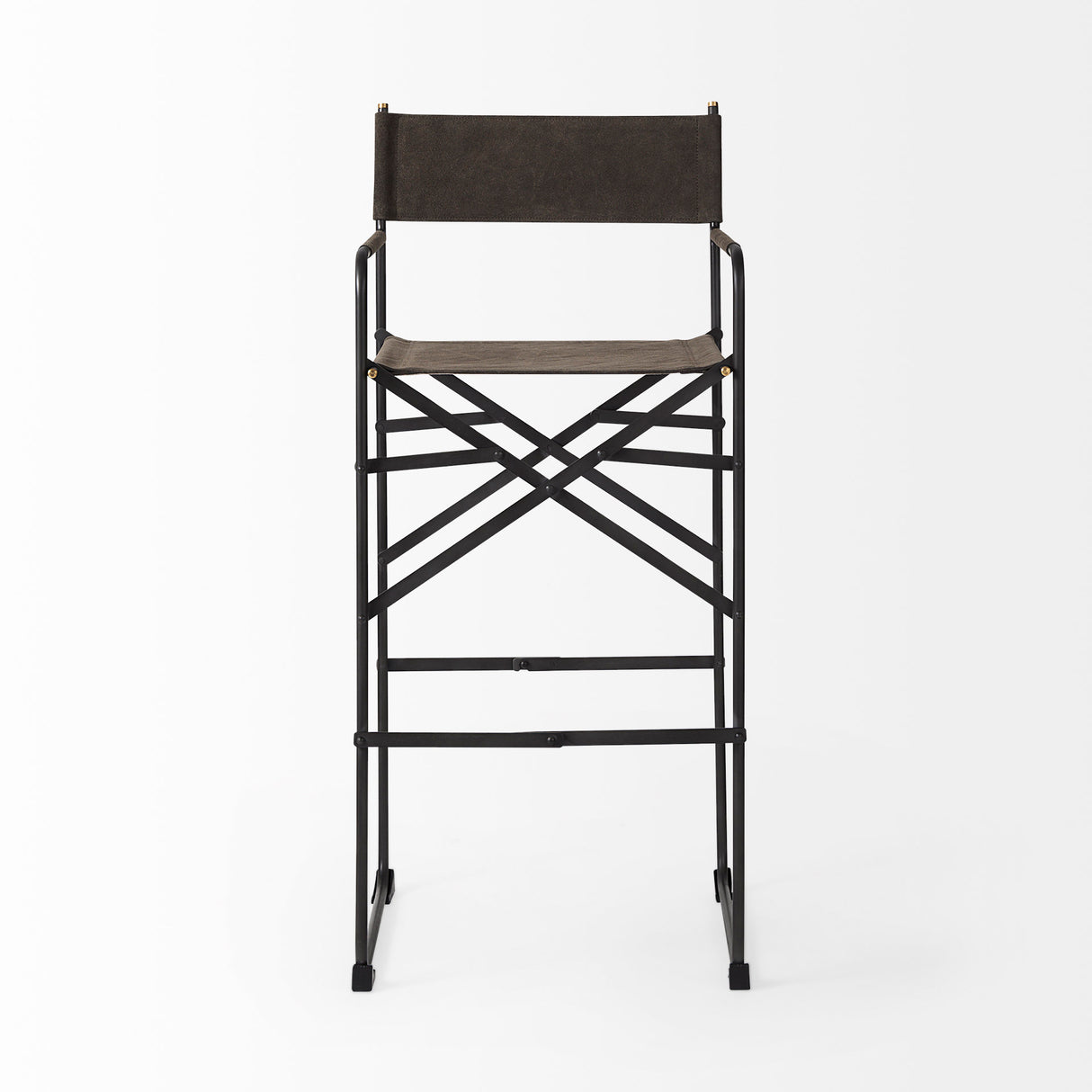 Direttore 19.3L x 19.3W x 44.1H Brown/Gray Suede W/ Metal Frame Bar Stool from Mercana - Luna Furniture