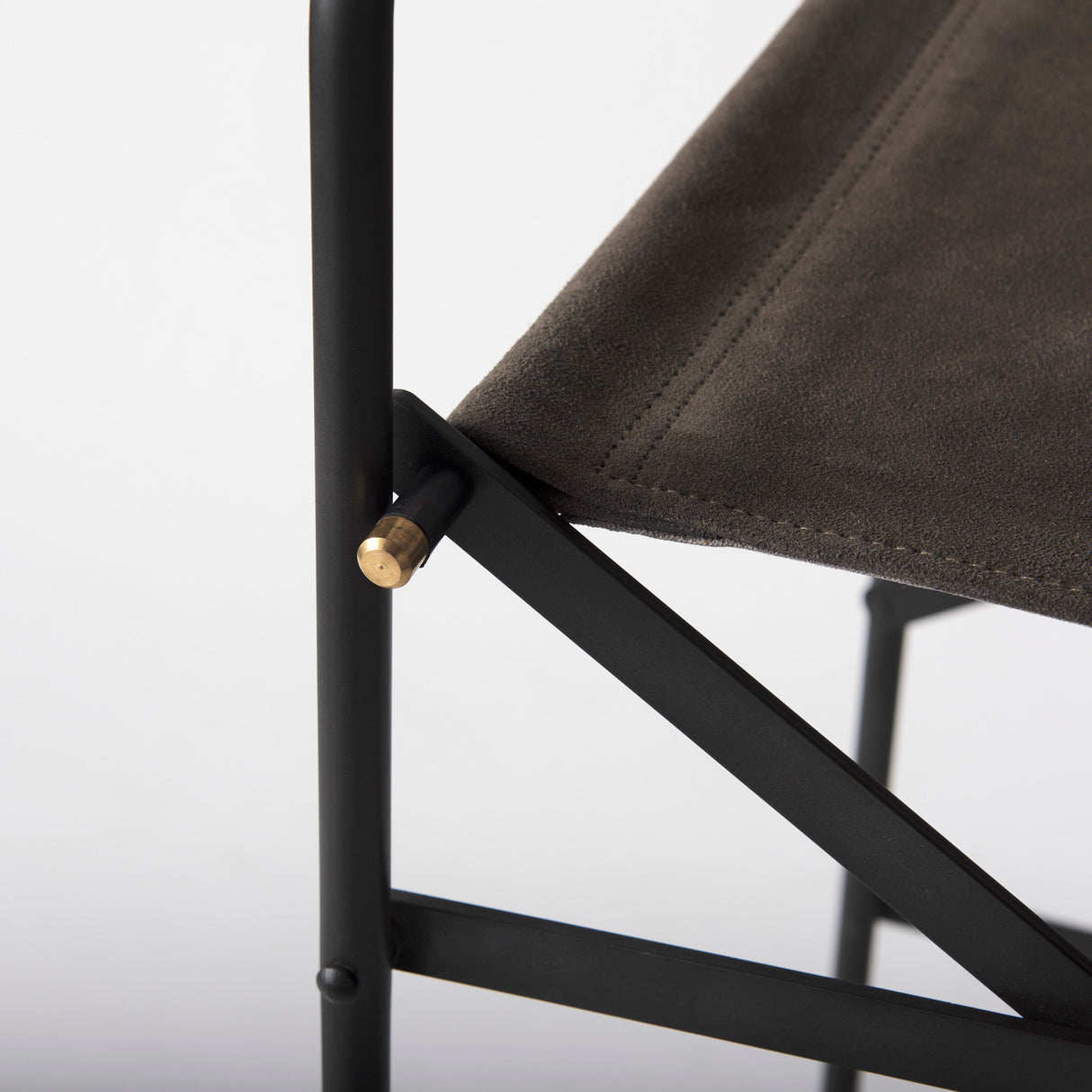 Direttore 19.3L x 19.3W x 44.1H Brown/Gray Suede W/ Metal Frame Bar Stool from Mercana - Luna Furniture