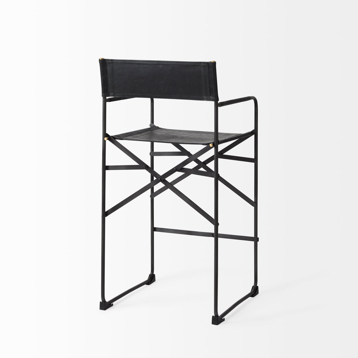 Direttore 19.3L x 19.3W x 40.2H Black Leather W/Black Frame Counter Stool from Mercana - Luna Furniture