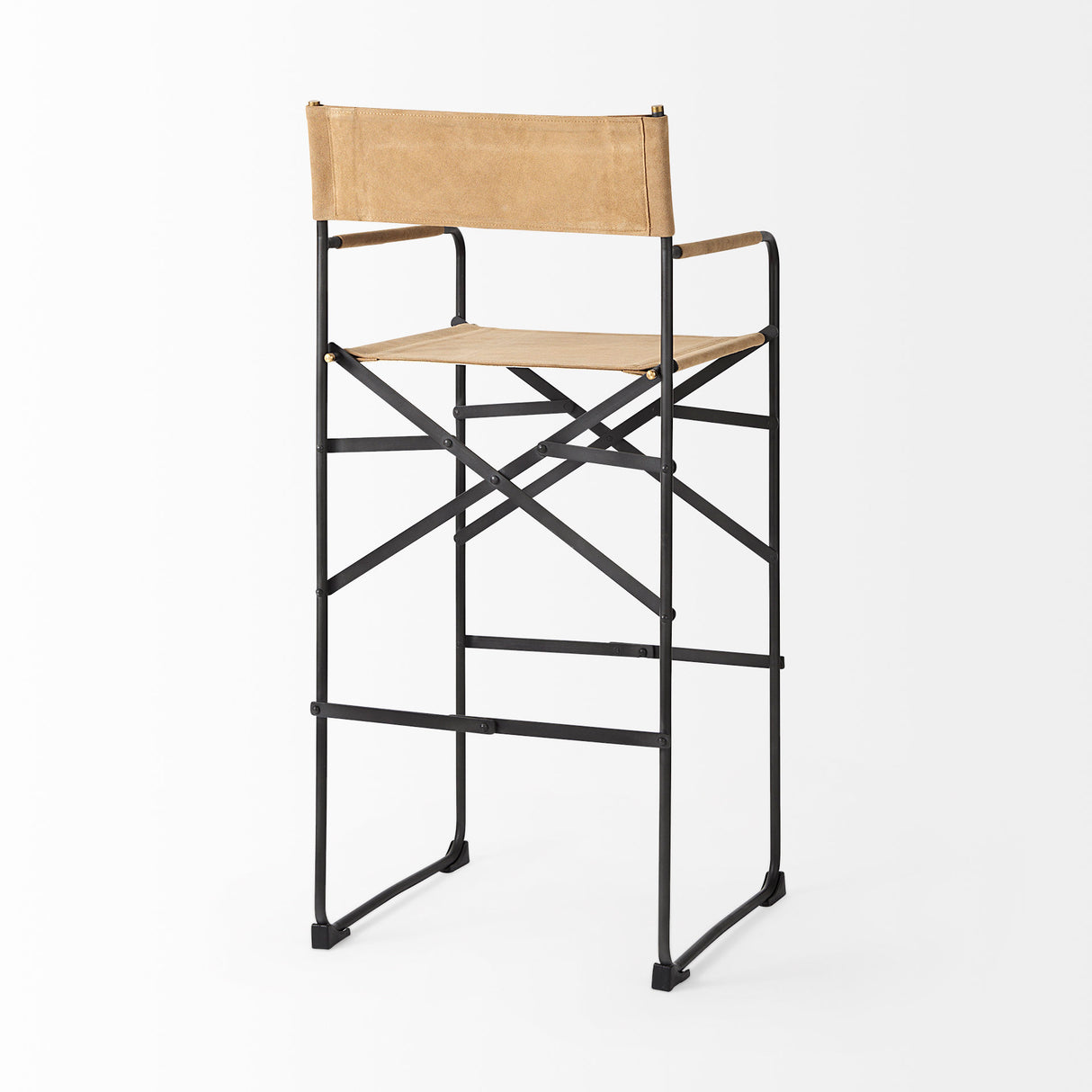 Direttore 19.3L x 19.3W x 44.1H Brown Leather Seat W/Black Iron Frame Bar Stool from Mercana - Luna Furniture