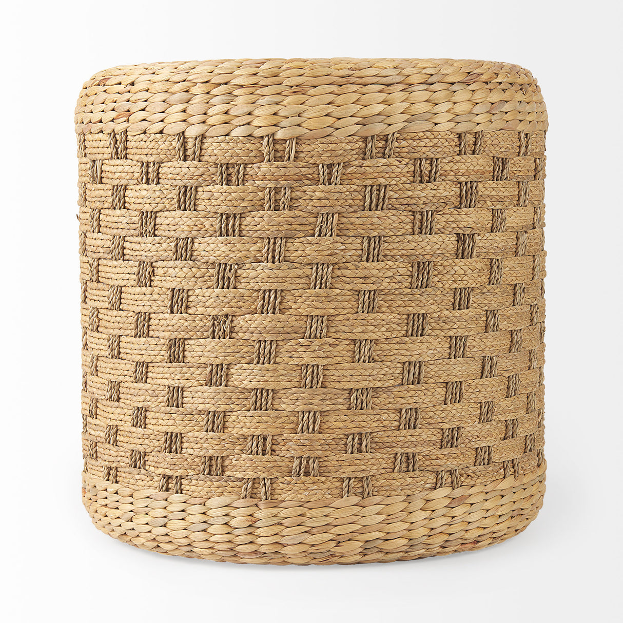 Michelle 17.7L x 17.7W x 17.7H Light Brown Woven Seagrass Round Pouf from Mercana - Luna Furniture