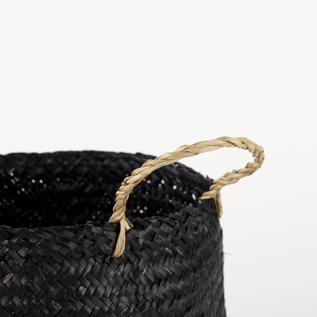 Ella (Set of 3) Black Seagrass Basket W/ Light Brown Handles from Mercana - Luna Furniture