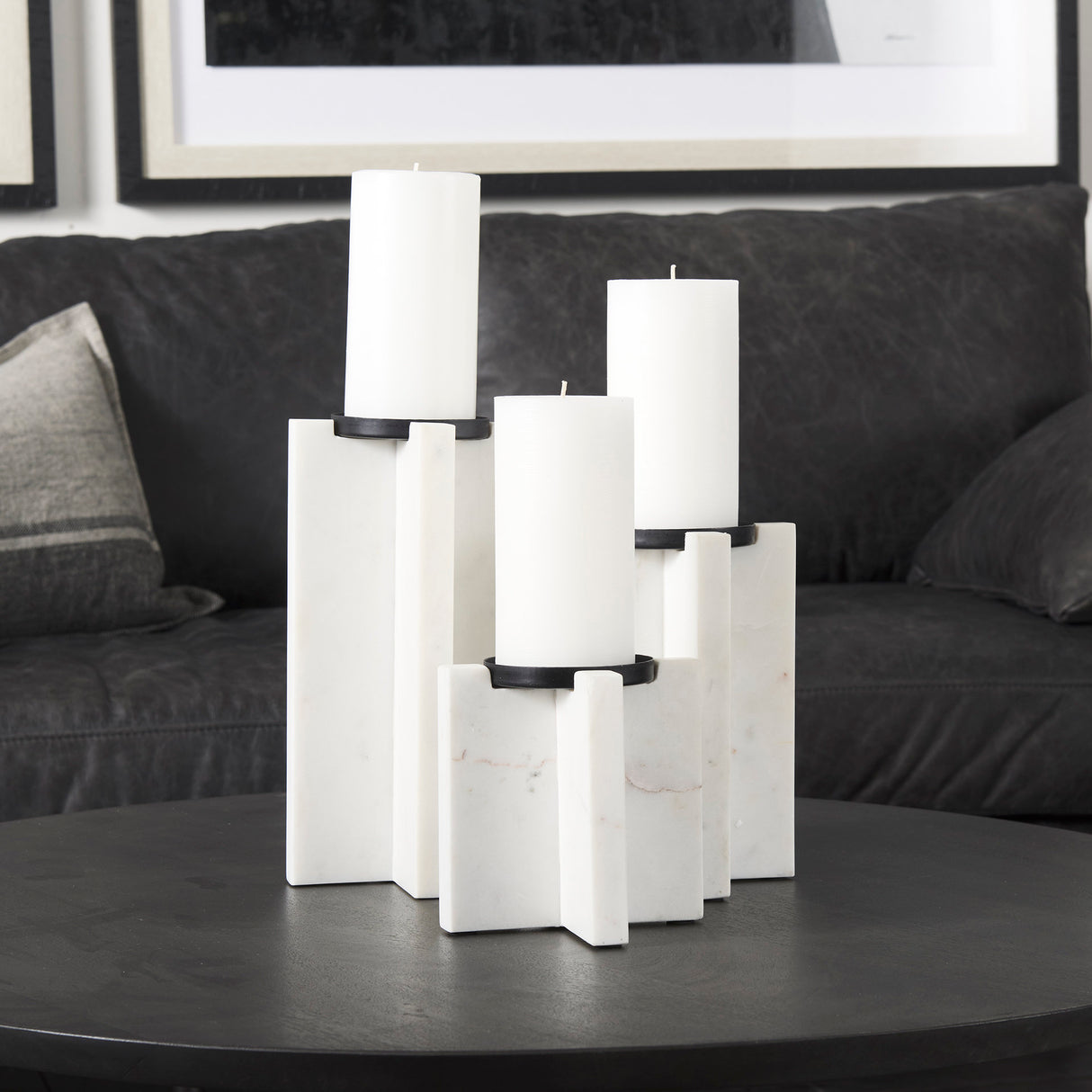 Sophia 5.5"L x 3.5"W x 8.0"H. Marble Candle Holder Medium from Mercana - Luna Furniture