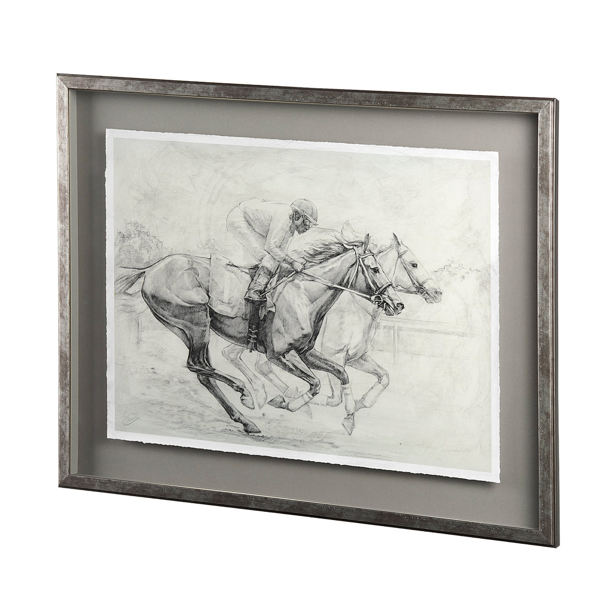 Horse Racing I by Mercana Studio a Hand Embellished Textured Framed Art Print Matted under Glass from Mercana - Luna Furniture