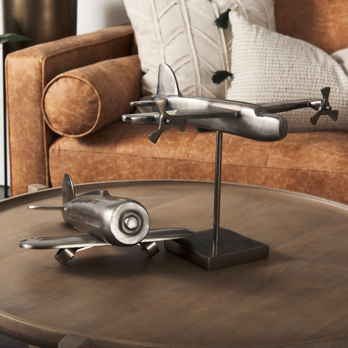 Maverick I 12L x 16W Gray Metal Bomber Plane from Mercana - Luna Furniture