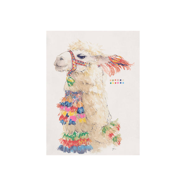 Lama III by Mercana Studio a Hand Embellished Textured Canvas