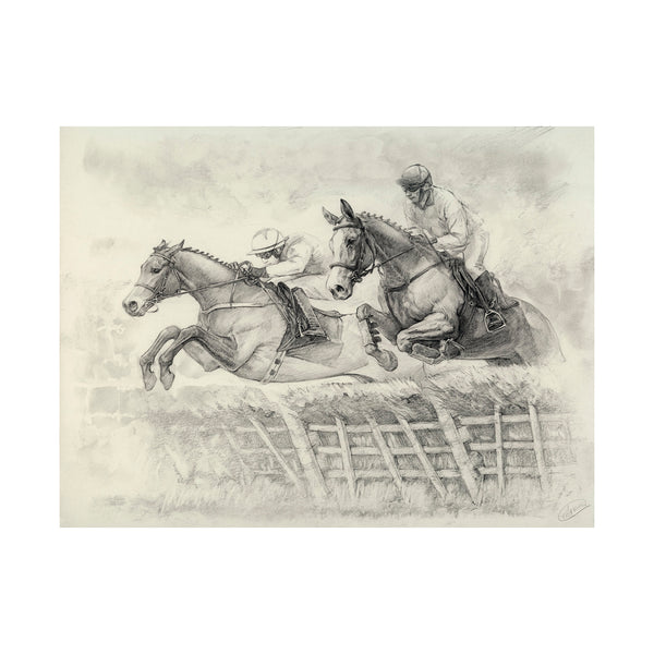 Horse Racing II by Mercana Studio a Hand Embellished Textured Canvas