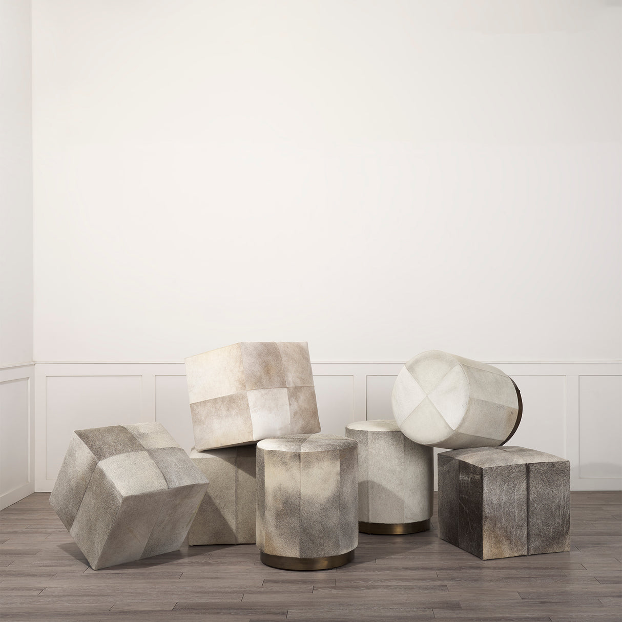 Zahavi I 23"H grey-toned hair-on-hide ottoman from Mercana - Luna Furniture