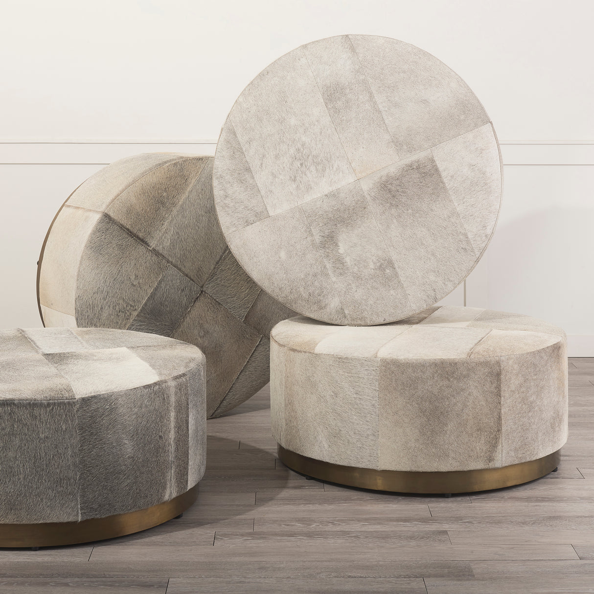 Zahavi 36" Gray Hair-On-hide W/Metal Base Ottoman from Mercana - Luna Furniture