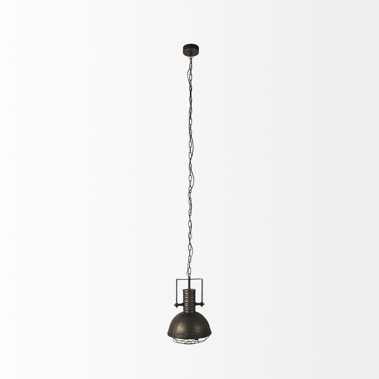Zaio 12.5Lx 12.5W x 18.5H Weathered Antique Gold Metal Caged Bulb Pendant Light from Mercana - Luna Furniture