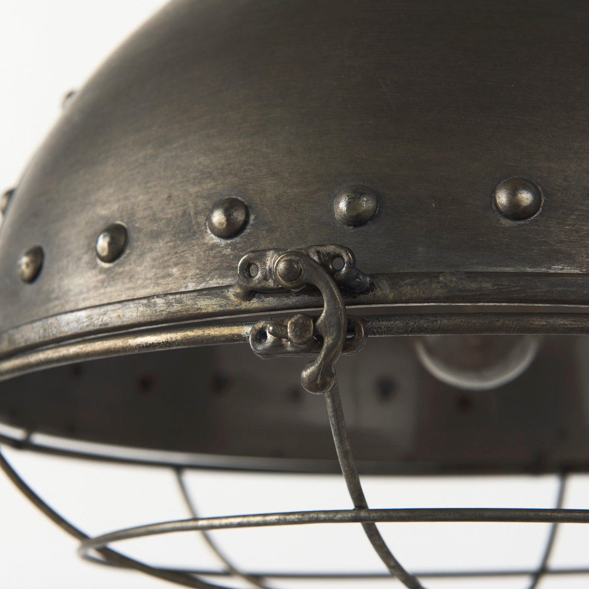 Zaio 12.5Lx 12.5W x 18.5H Weathered Antique Gold Metal Caged Bulb Pendant Light from Mercana - Luna Furniture