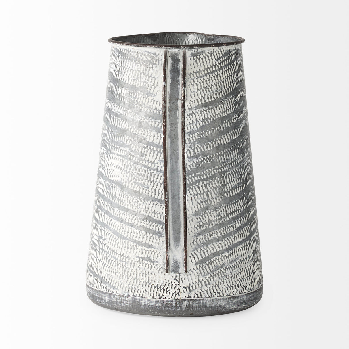 Serena II 11.2H Large Gray/White Textured Metal Jug from Mercana - Luna Furniture