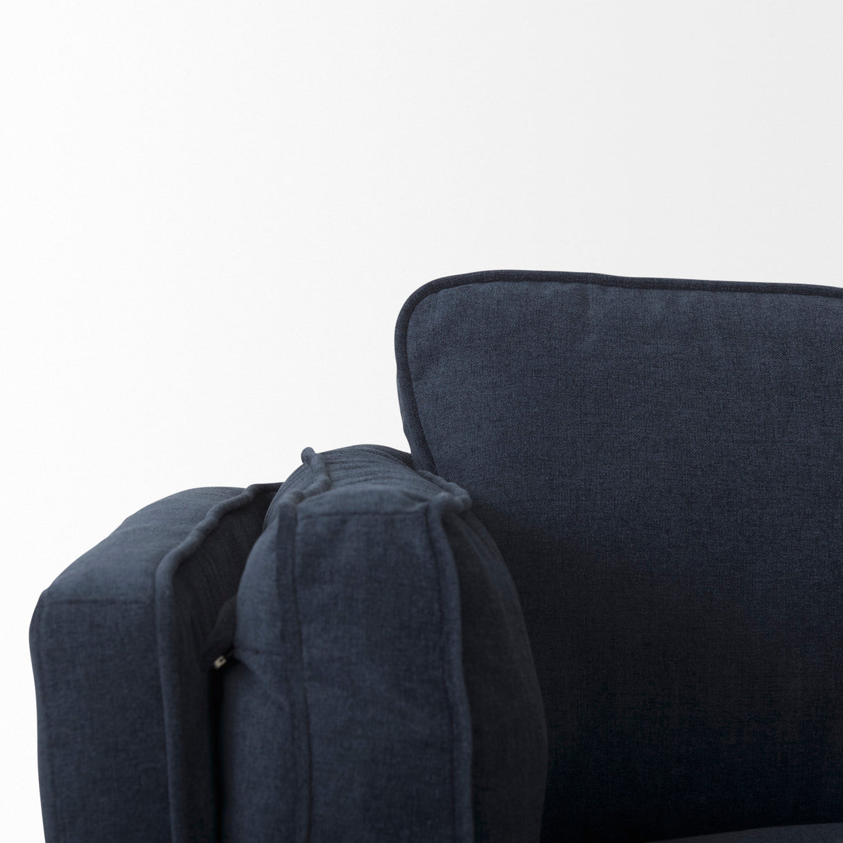 Brooks 90.2L x 34.8W x 33.5H Navy Blue Fabric Three Seater Sofa W/ Medium Brown Wooden Legs from Mercana - Luna Furniture