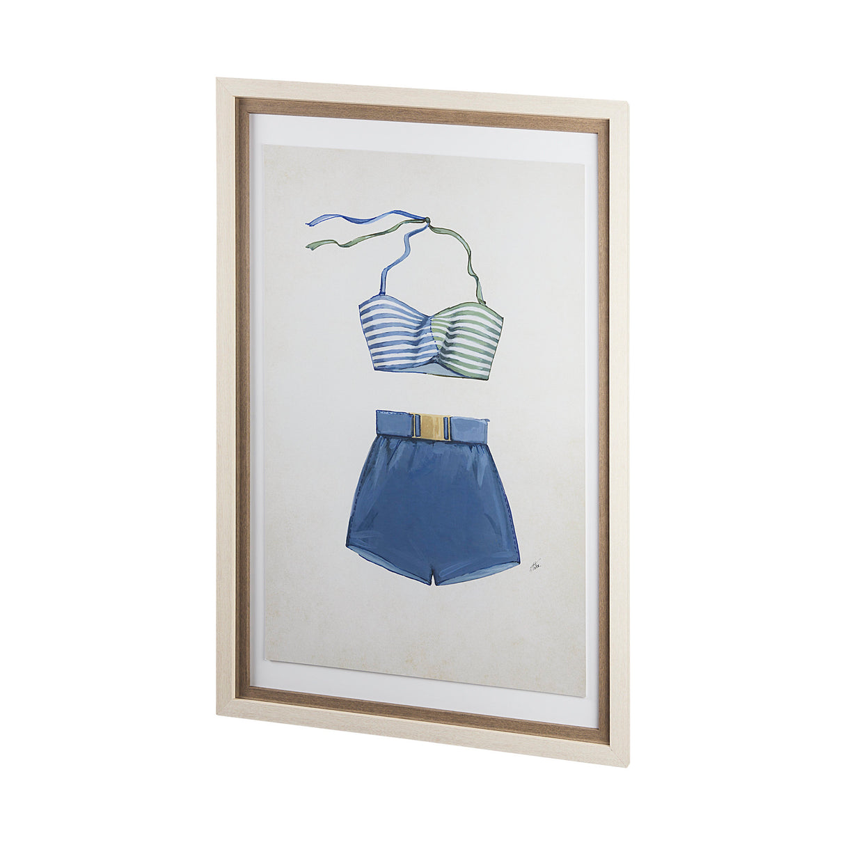 Swimsuit Blue by Mercana Studio a Hand Embellished Textured Framed Art Print Matted under Glass from Mercana - Luna Furniture