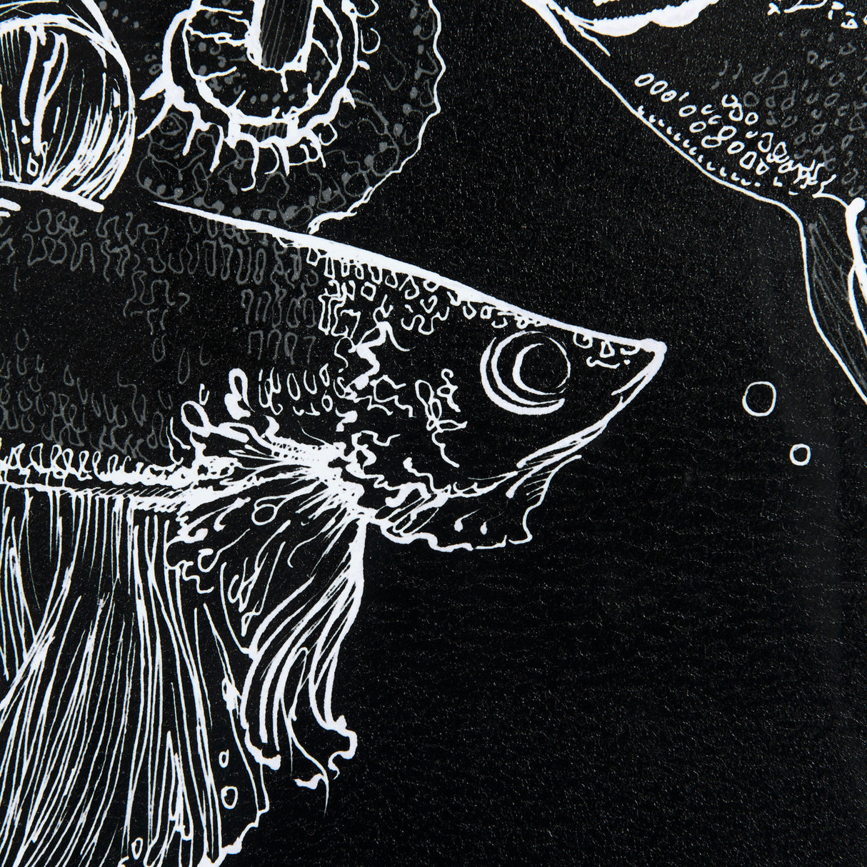 Fish Black by Mercana Studio a Hand Embellished Textured Framed Art Print Matted under Glass from Mercana - Luna Furniture