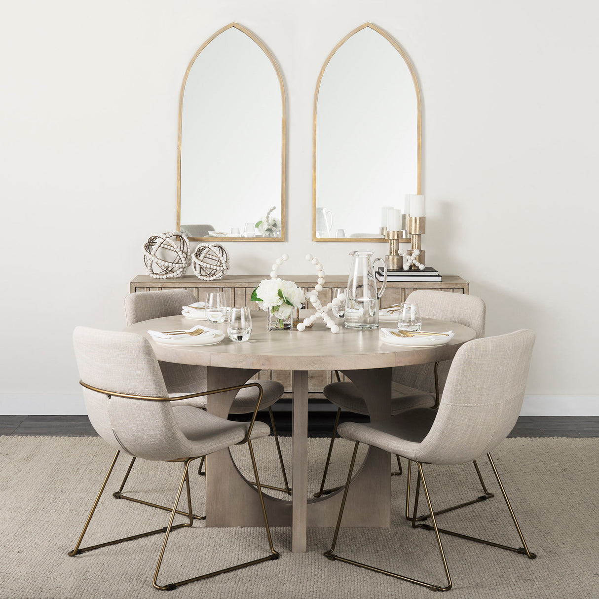 Sawyer II Beige Fabric Wrap Gold Metal Frame Dining Chair from Mercana - Luna Furniture
