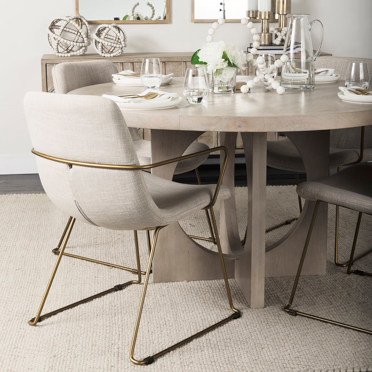Sawyer II Beige Fabric Wrap Gold Metal Frame Dining Chair from Mercana - Luna Furniture