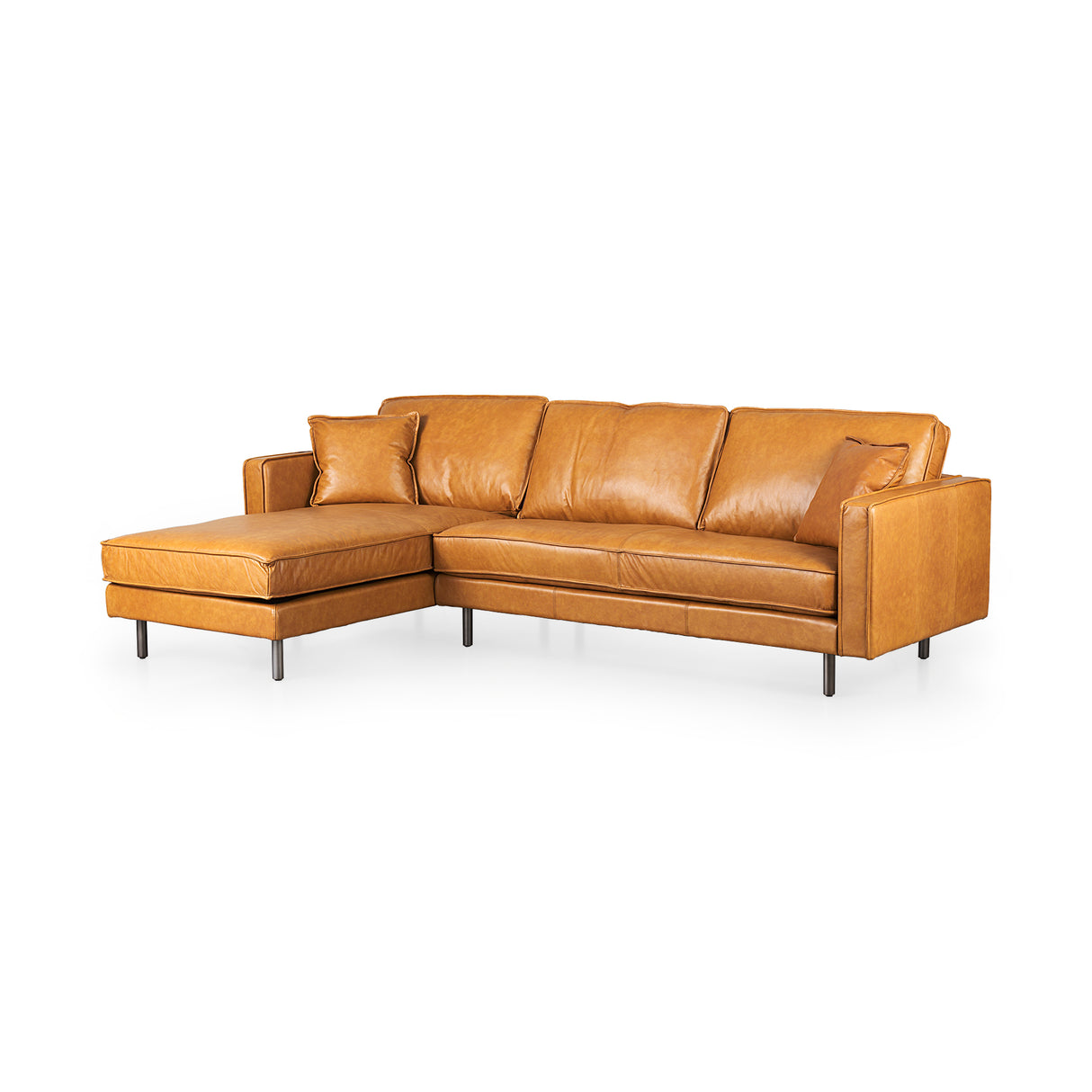 D'Arcy 111"L x 70"D x 33"H Tan Leather Left Chaise Sectional from Mercana - Luna Furniture