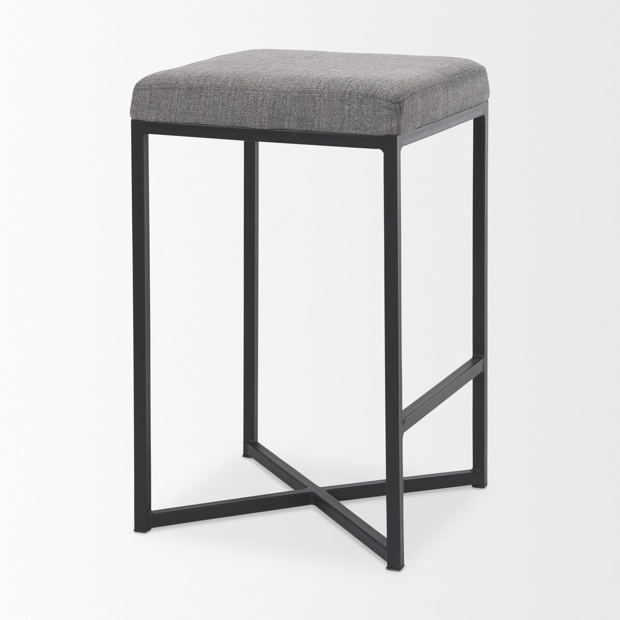 Frodo 26.4H Gray Fabric Seat W/Black Iron Frame Counter Stool from Mercana - Luna Furniture