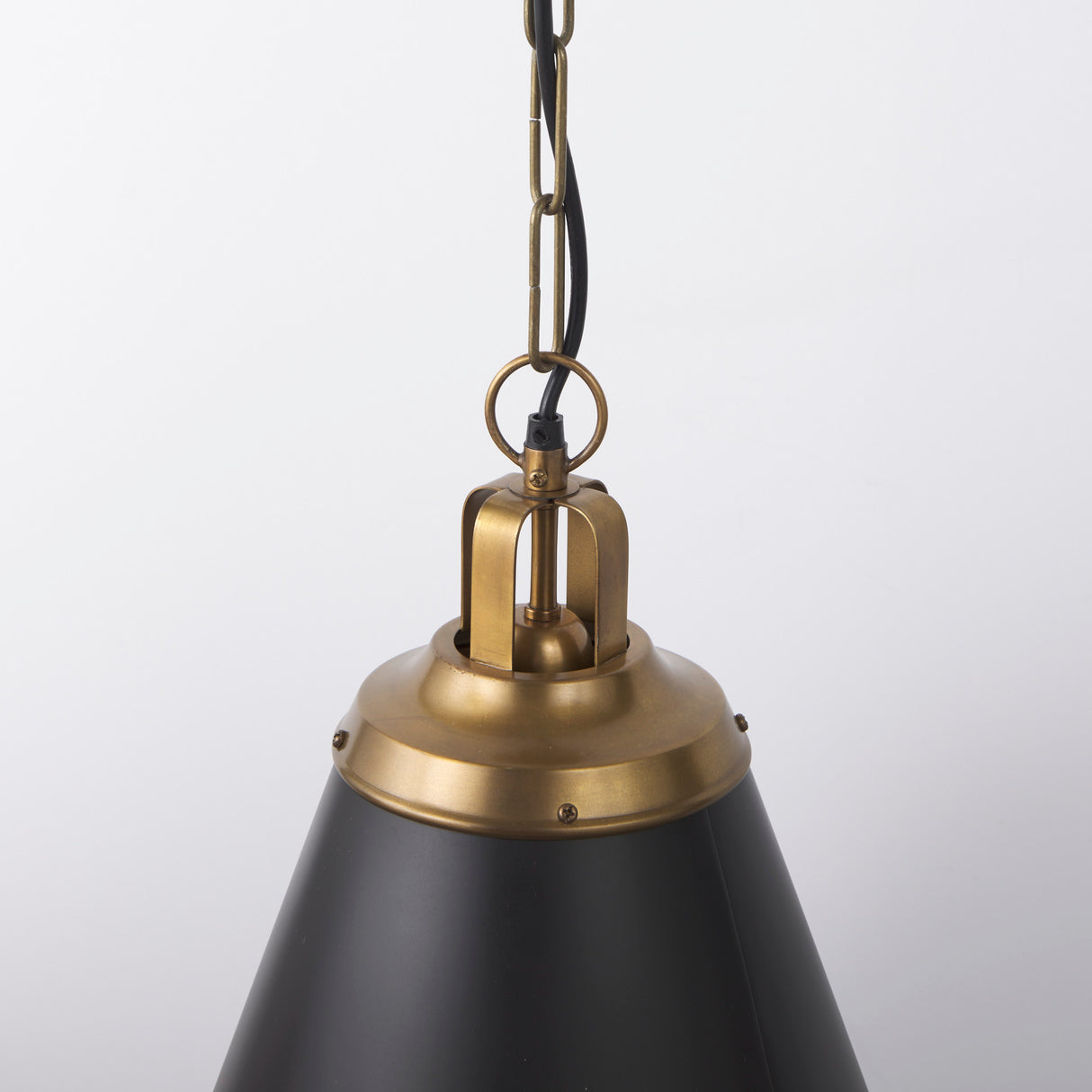Fenton 18.0L x 18.0W x 23.0H Black W/Antiqued Gold Accents Pendant Light from Mercana - Luna Furniture