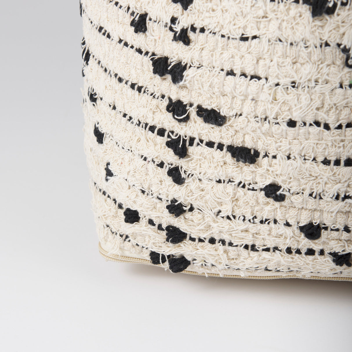 Aarohi 16.0L x 16.0W x 16.0H Cream/Black Cotton Patterned Pouf from Mercana - Luna Furniture