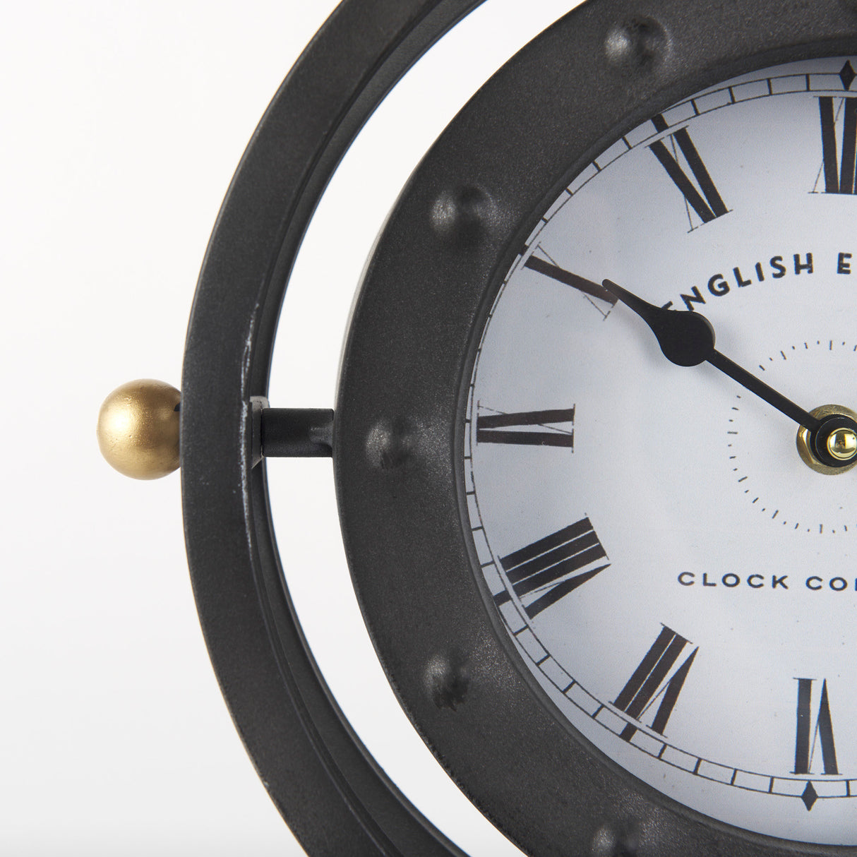 Gaston Gray Metal Circular Table Clock from Mercana - Luna Furniture