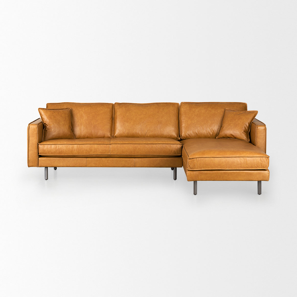D'Arcy 111"L x 70"D x 33"H Tan Leather Right Chaise Sectional from Mercana - Luna Furniture