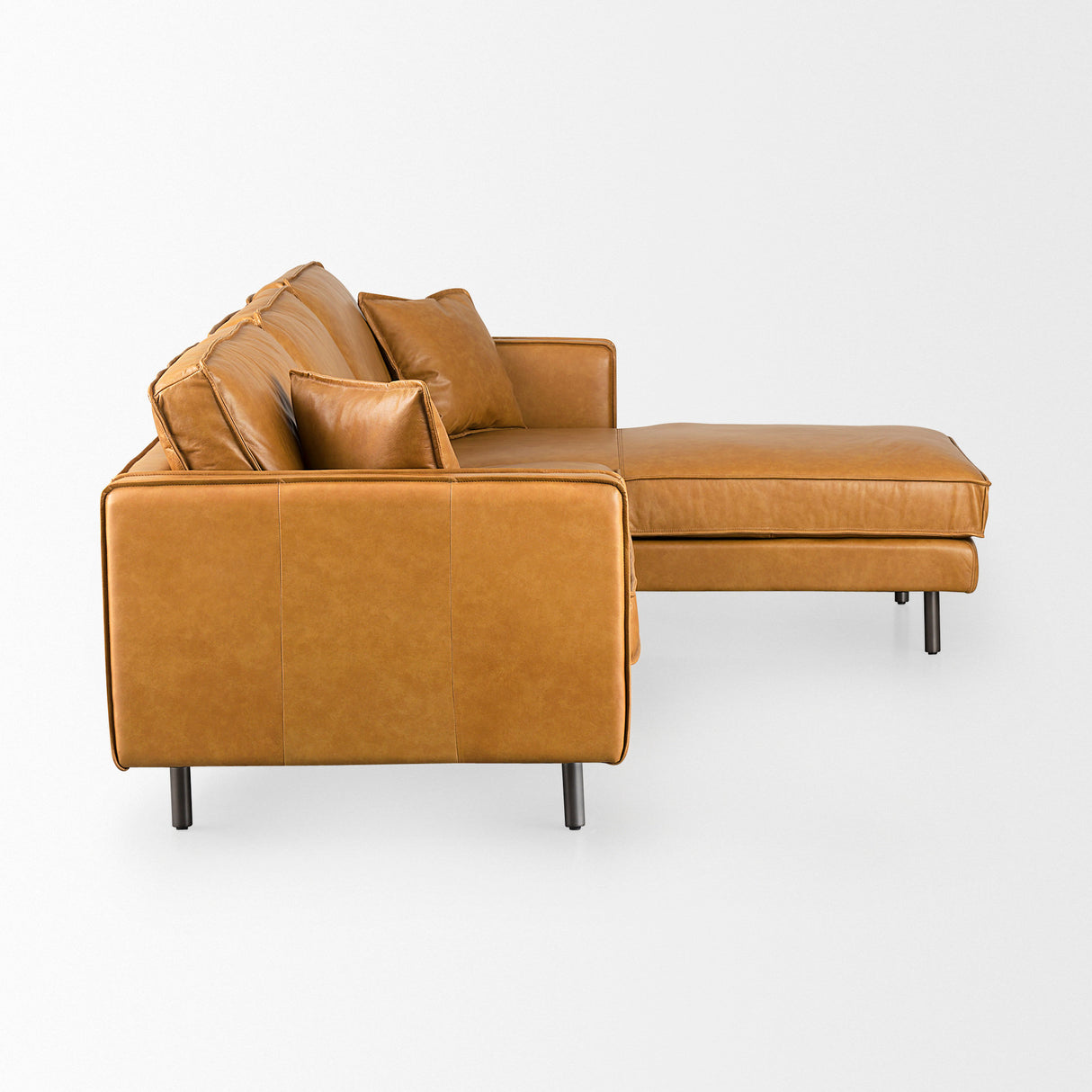 D'Arcy 111"L x 70"D x 33"H Tan Leather Right Chaise Sectional from Mercana - Luna Furniture