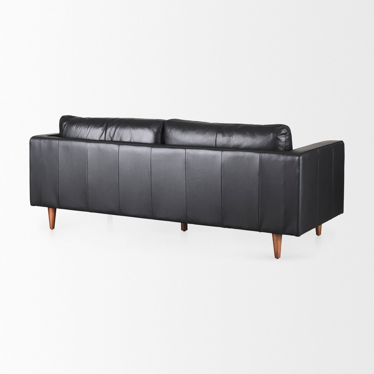 Svend 88.0L x 38.0W x 34.0H Black Leather Sofa from Mercana - Luna Furniture