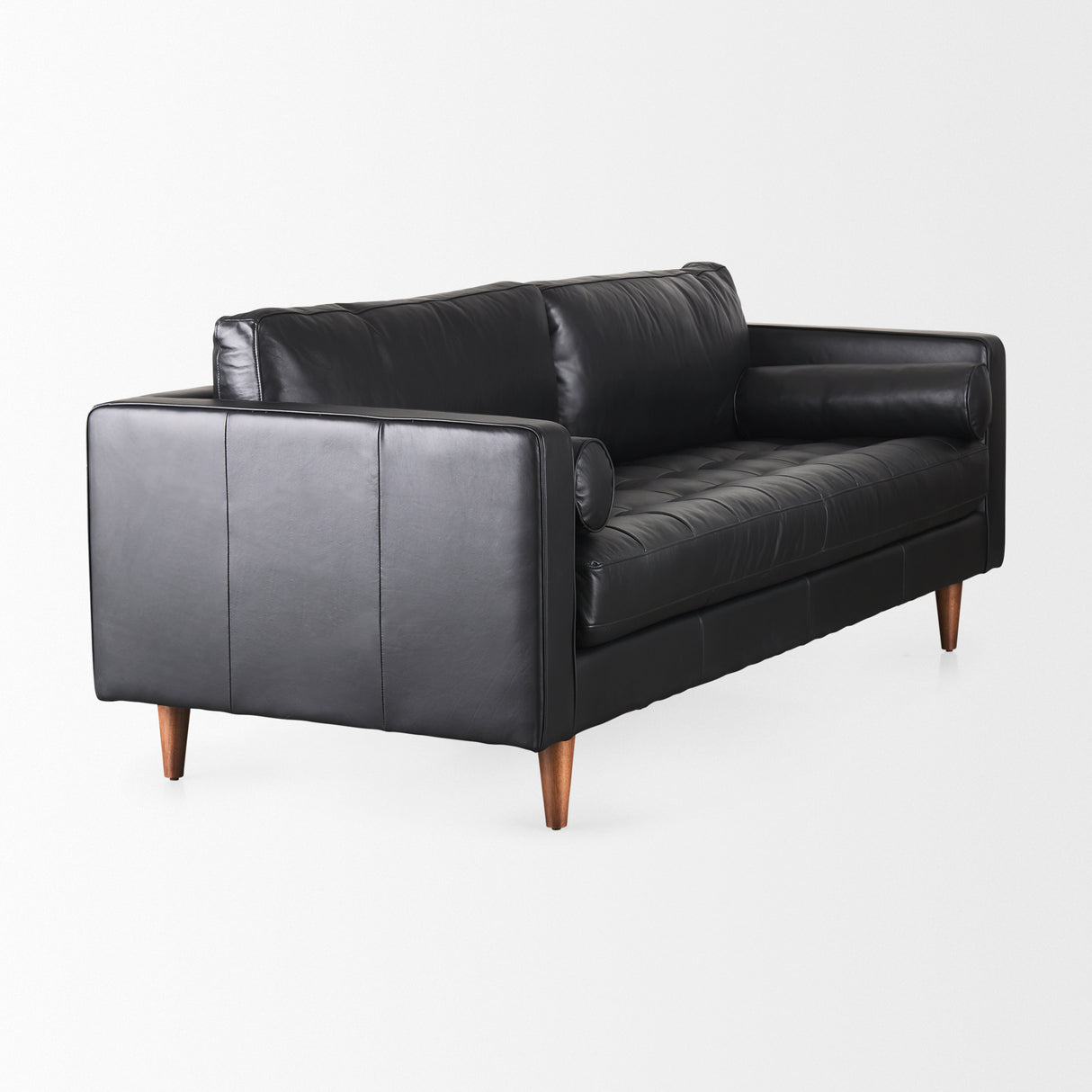 Svend 88.0L x 38.0W x 34.0H Black Leather Sofa from Mercana - Luna Furniture