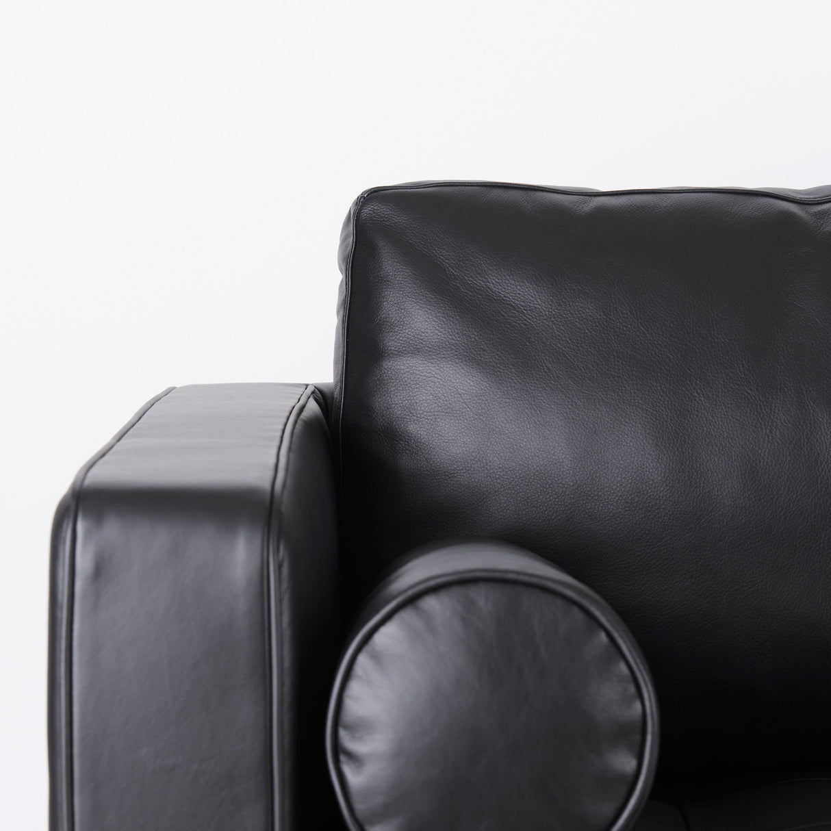 Svend 88.0L x 38.0W x 34.0H Black Leather Sofa from Mercana - Luna Furniture