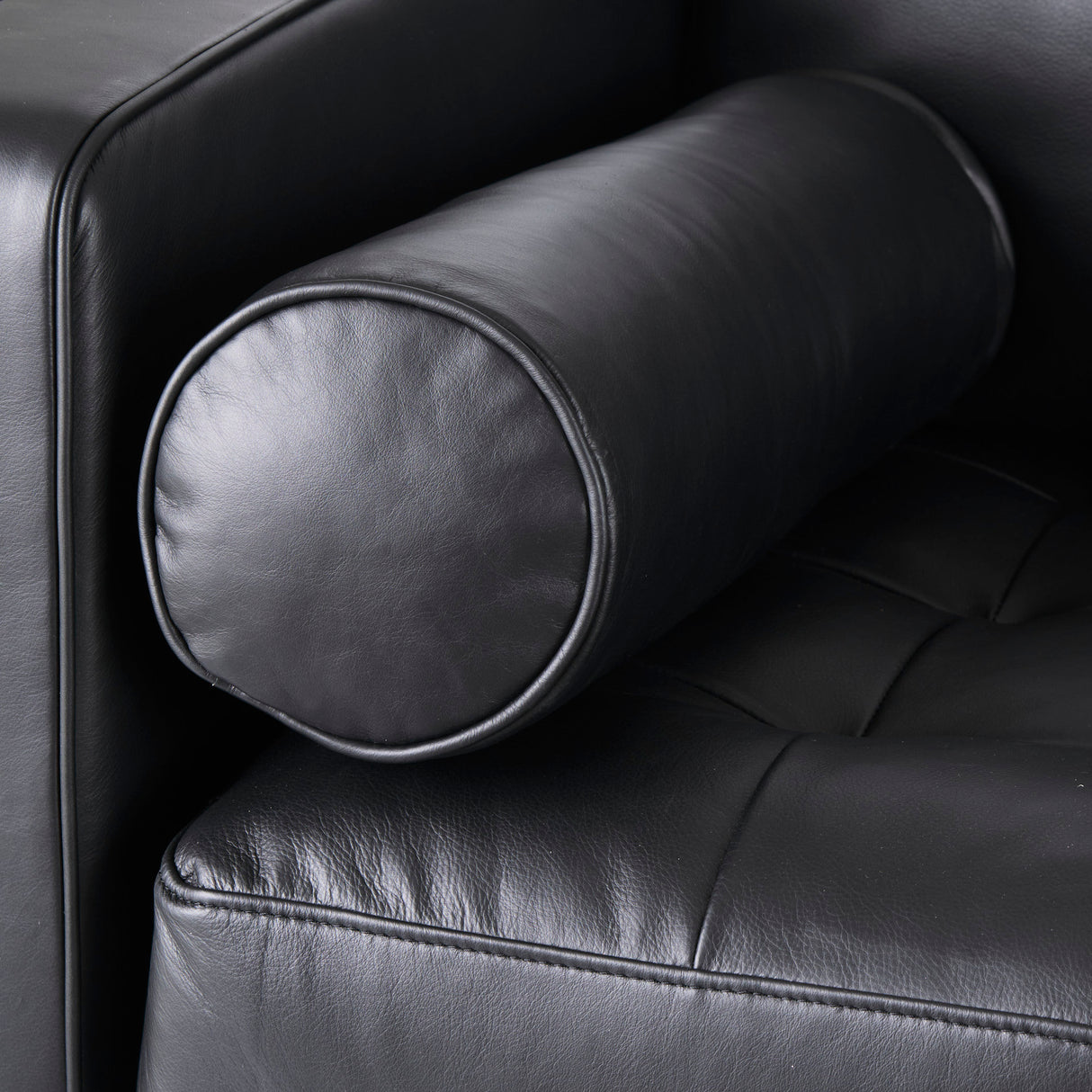 Svend 88.0L x 38.0W x 34.0H Black Leather Sofa from Mercana - Luna Furniture