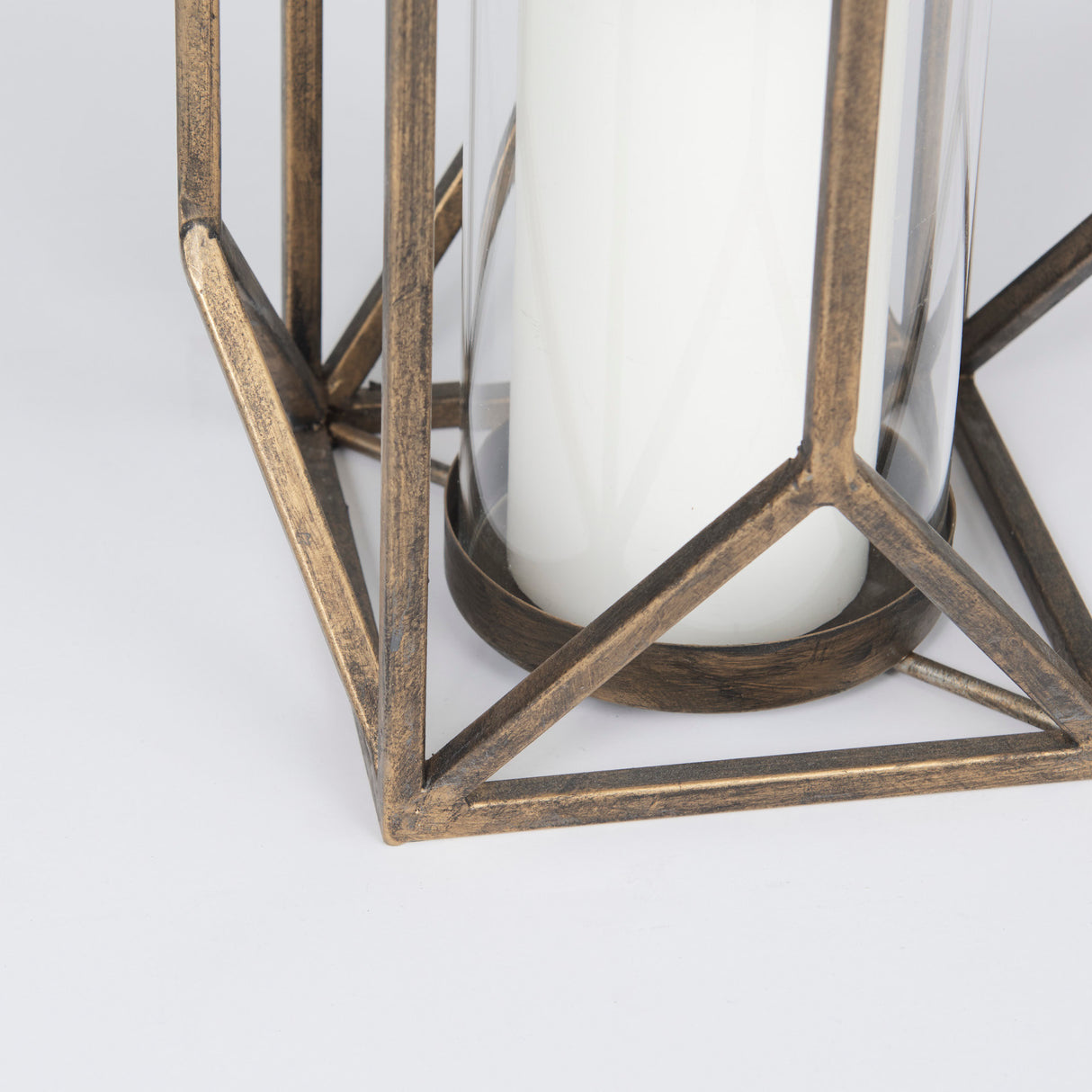 Ivy Small Gold Metal Geometric Cage Candle Holder Lantern from Mercana - Luna Furniture