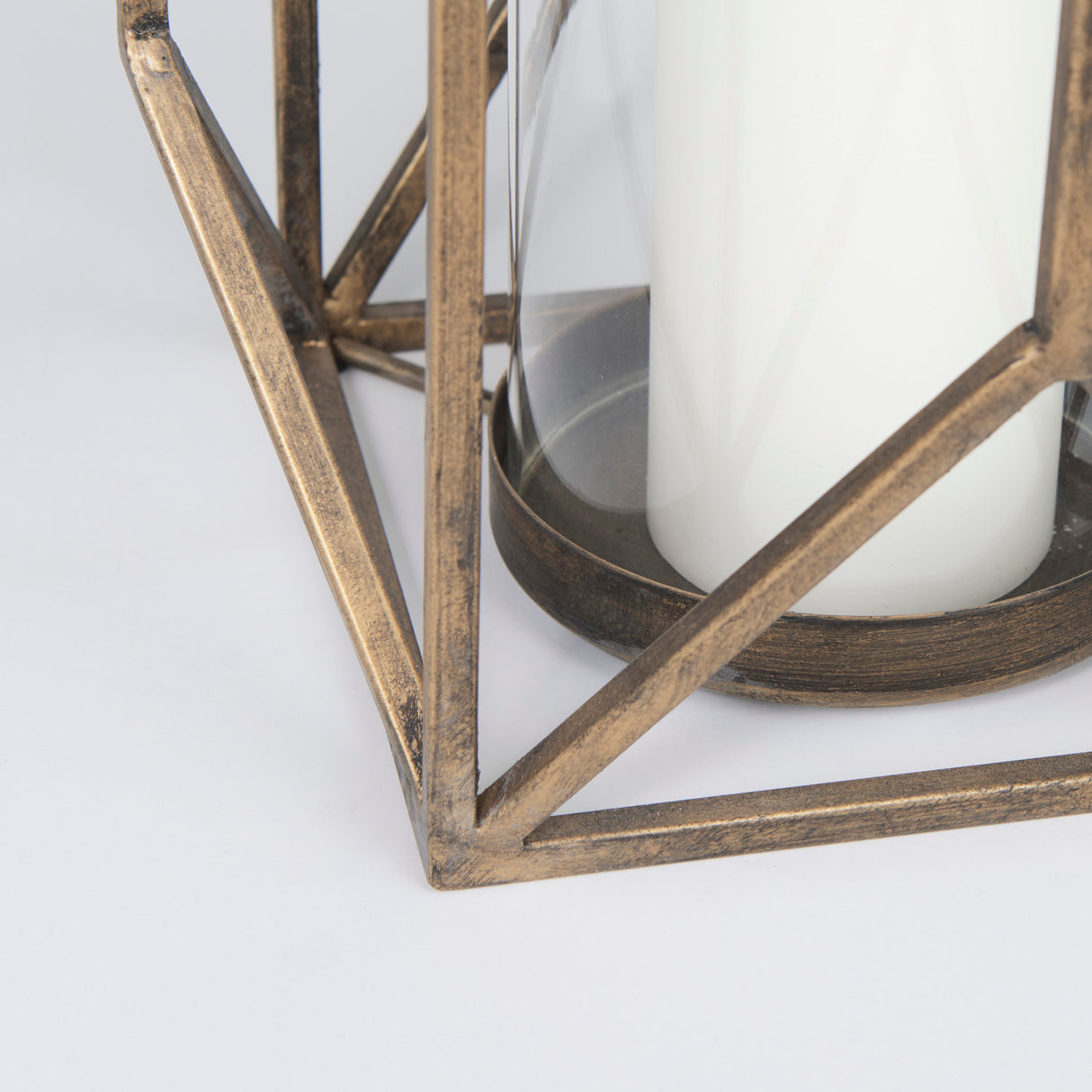Ivy Large Gold Metal Geometric Cage Candle Holder Lantern from Mercana - Luna Furniture