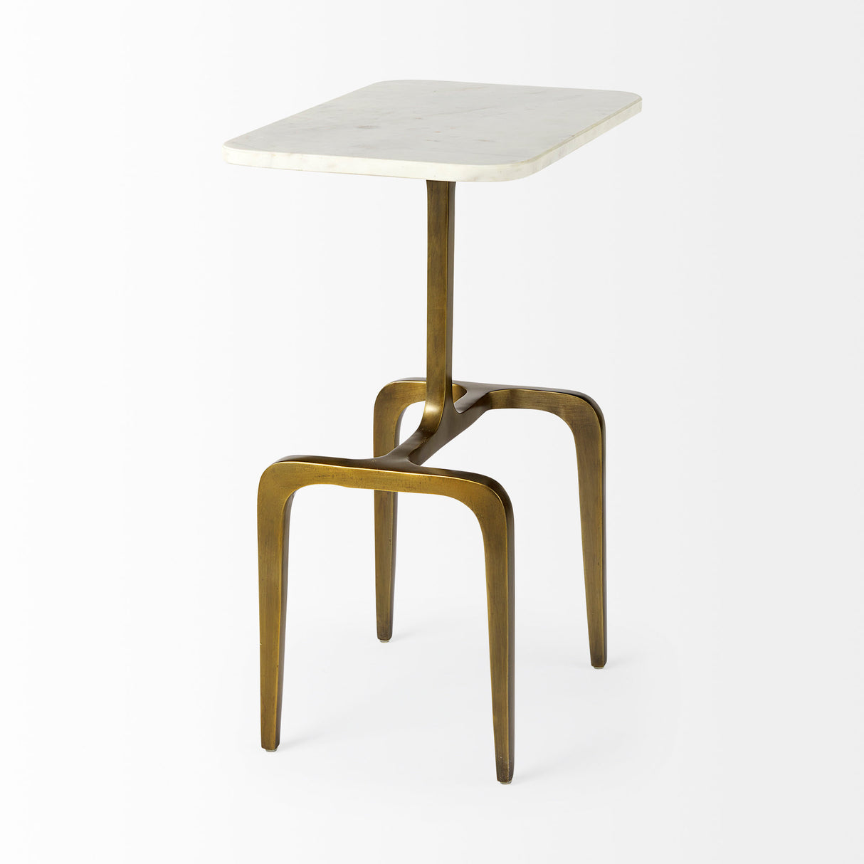 Preston 17.3L x 11.3W x 22.8H White Marble Top W/Gold Metal Accent Table from Mercana - Luna Furniture