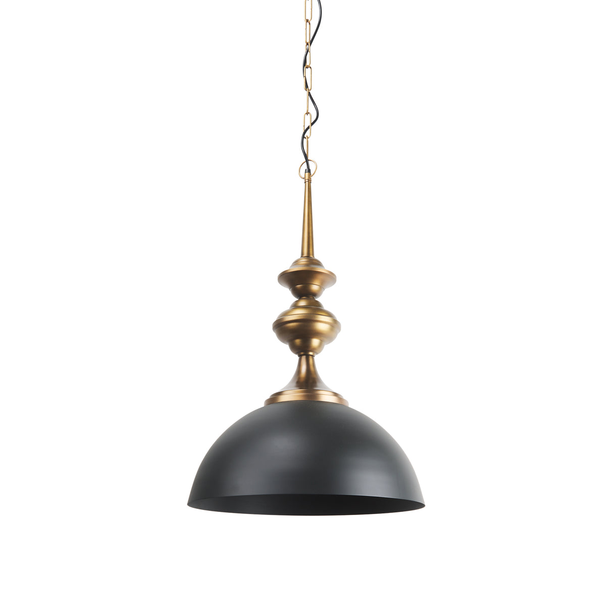 Willson 17.0L x 17.0W x 29.0H Black Iron W/Antique Brass Dome Pendant Light from Mercana - Luna Furniture