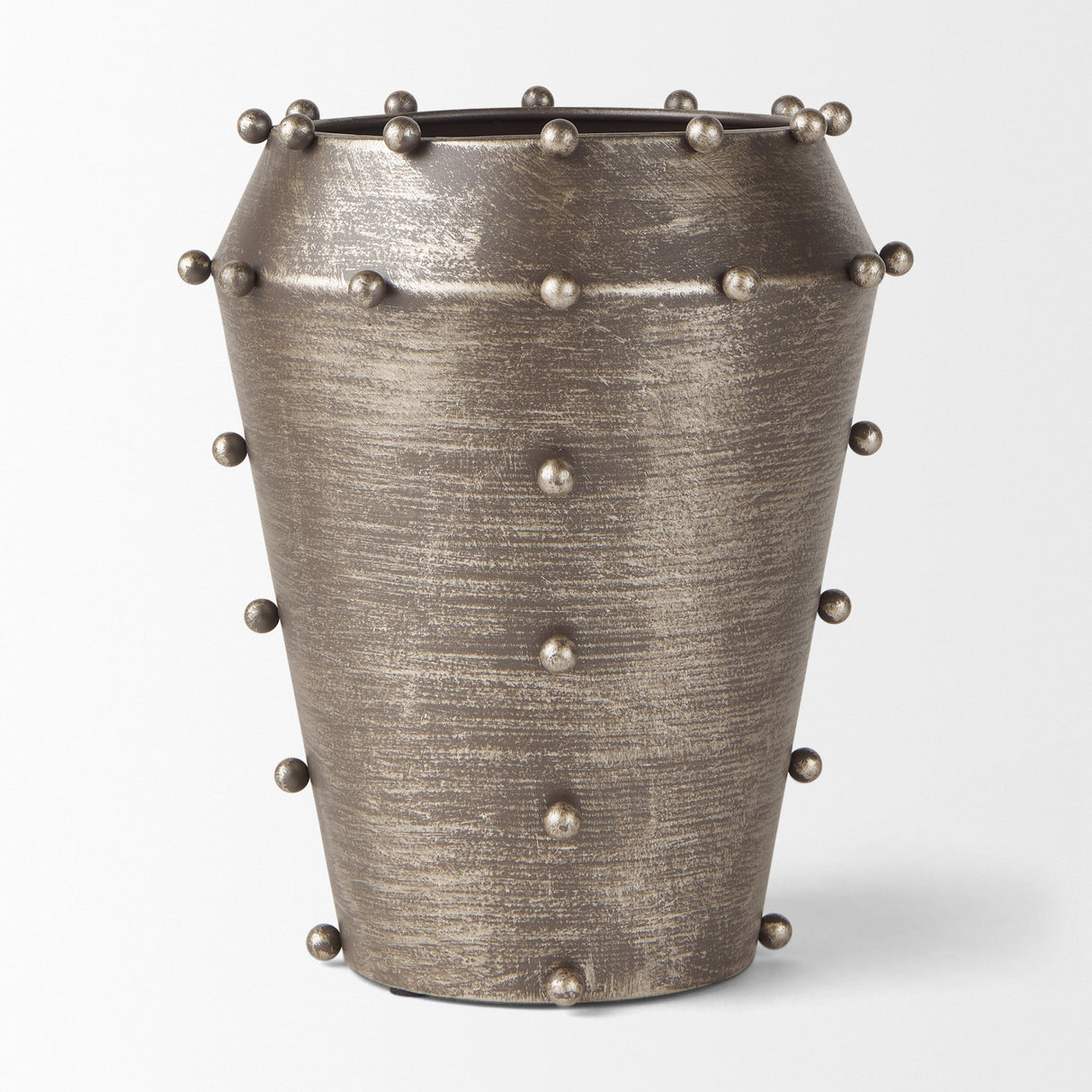 Elio 9.1H Small Champagne Metal W/Studs Vase from Mercana - Luna Furniture