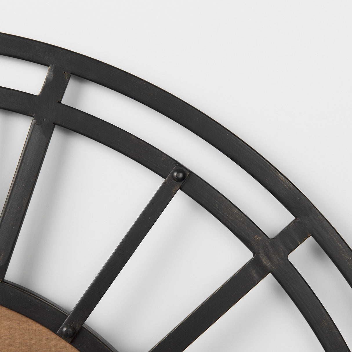 Lewiston 30.1L x 2.0W x 30.1H Black Iron W/Wood Round Wall Clock from Mercana - Luna Furniture