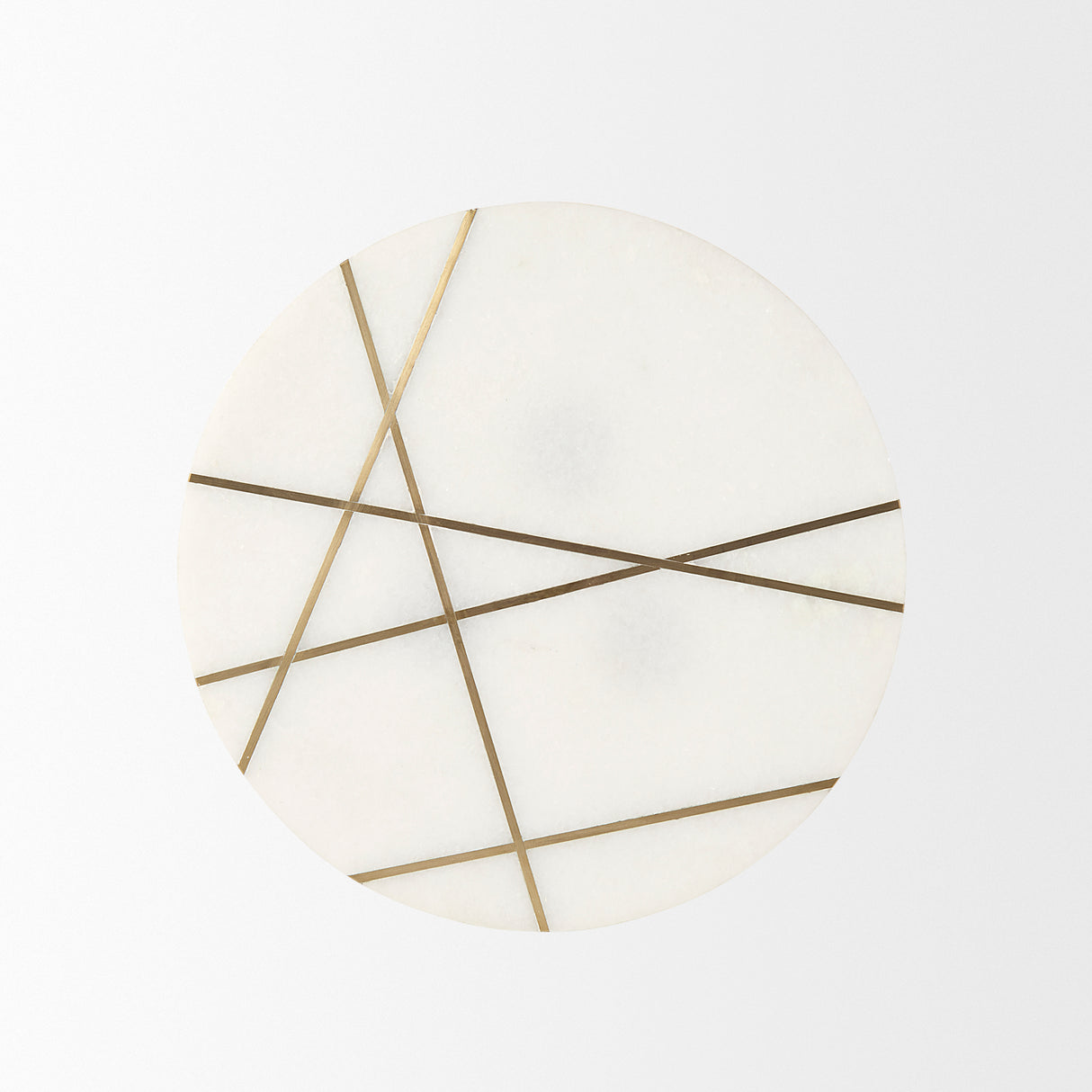 Vivienne 16.0L x 16.0W x 19.0H White Marble W/Antique Gold Metal Round Small Side Table from Mercana - Luna Furniture