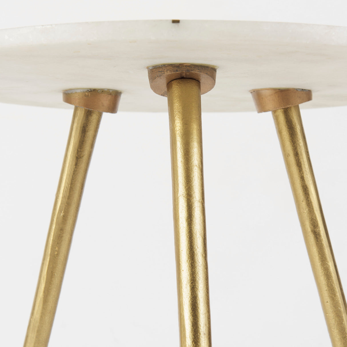 Vivienne 18.0L x 18.0W x 23.0H White Marble W/Antique Gold Metal Round Large Accent Table from Mercana - Luna Furniture