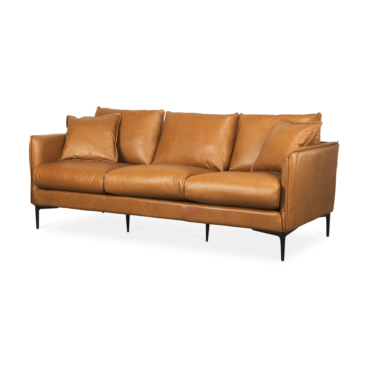Lake Como 85.8L x 36.6W x 32.3H Tan Leather Three Seater Sofa from Mercana - Luna Furniture