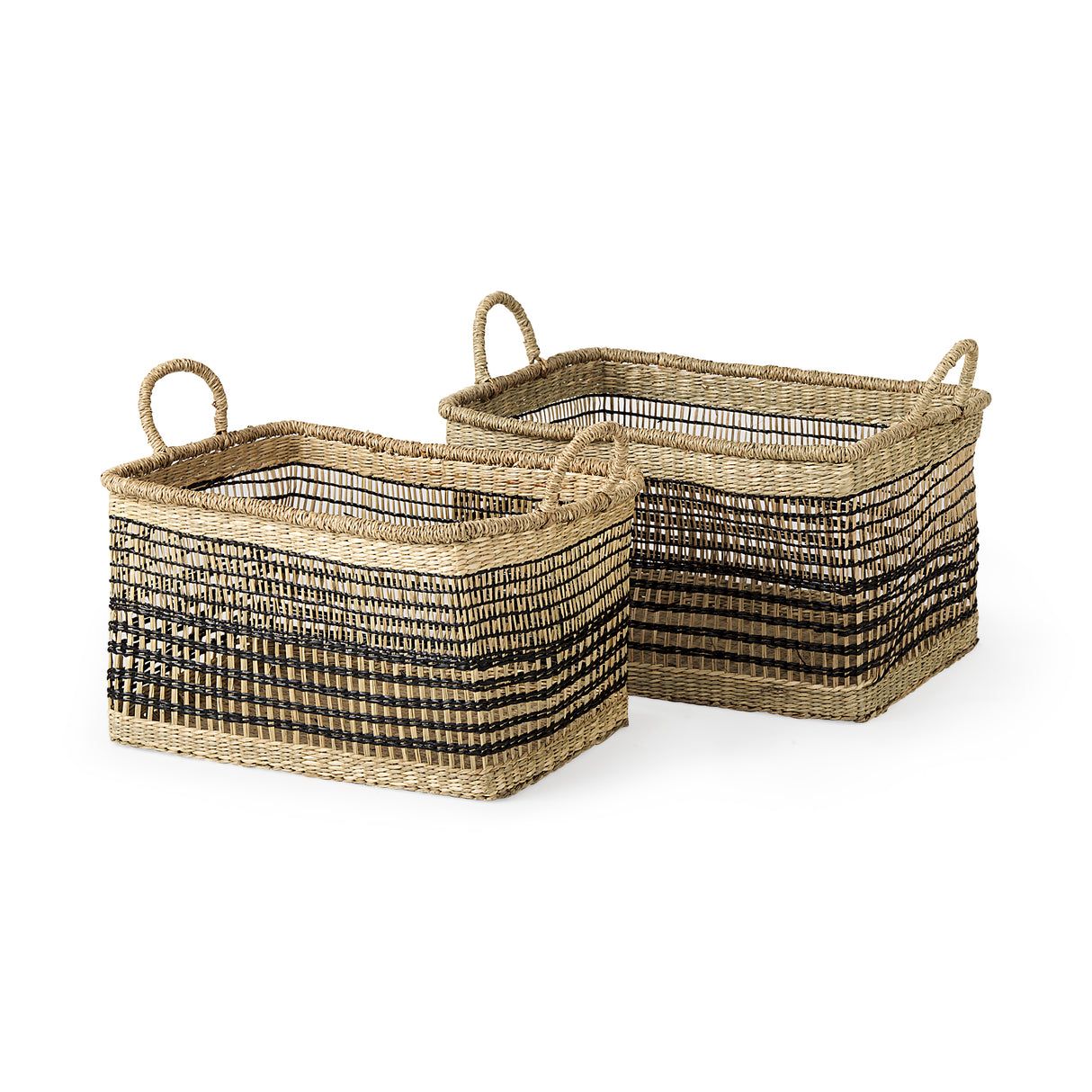 Nia (Set of 2) Light Brown Seagrass Rectangular Basket with Handles from Mercana - Luna Furniture