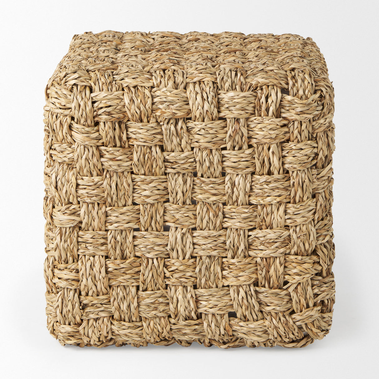 Adele 17.7L x 17.7W x 17.7H Medium Brown Seagrass Woven Square Pouf from Mercana - Luna Furniture