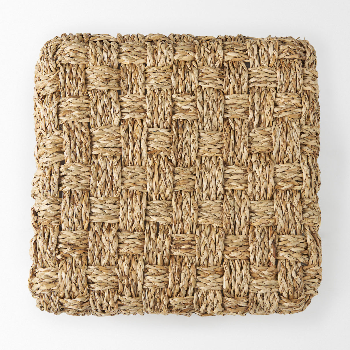 Adele 17.7L x 17.7W x 17.7H Medium Brown Seagrass Woven Square Pouf from Mercana - Luna Furniture